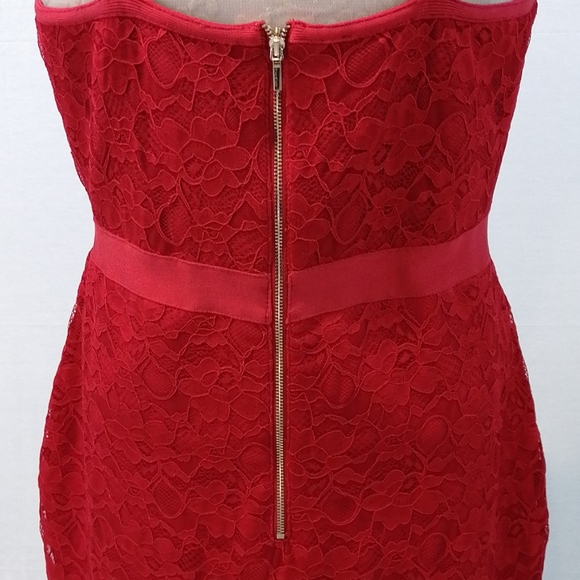 Bebe Red Lace Multi Halter Bustier Dress Bodycon - Picture 9 of 16